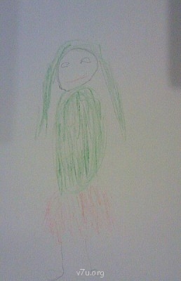 Папа сказал, что ему одному на форуме скучно. Это - МАМА (Катя, нарисовала давно, через месяц-два как к нам пришла. Волосы зеленые - у нее нет нужного карандаша. Куда руки дела-не знаю)